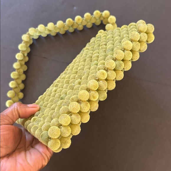 Vintage Green Velvet Coated Bead Handbag - Picture 10 of 15